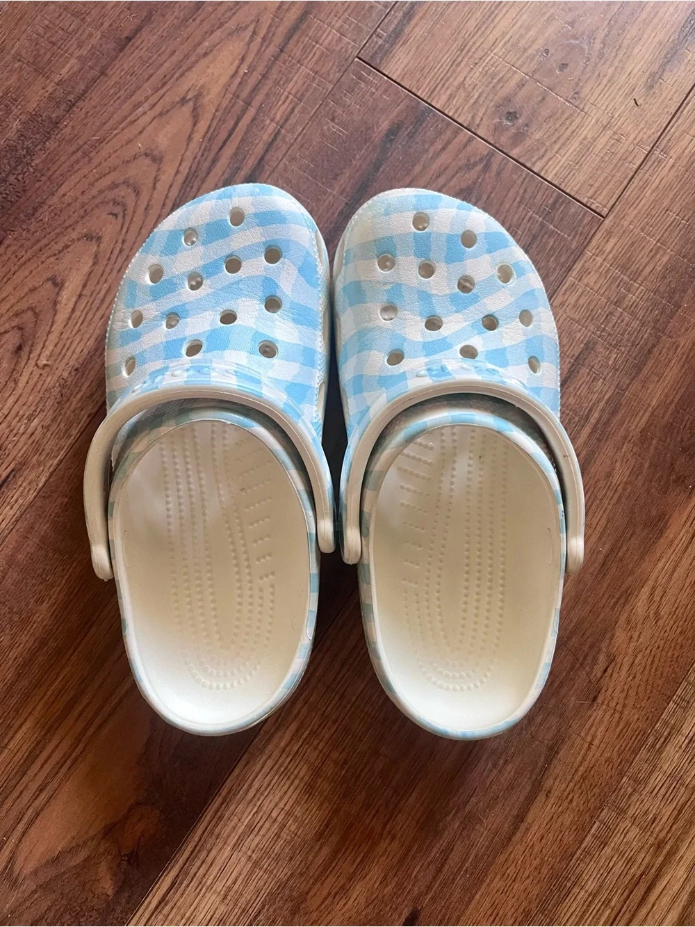 CROCS Kids Blue & White Striped Slip-On Clogs
